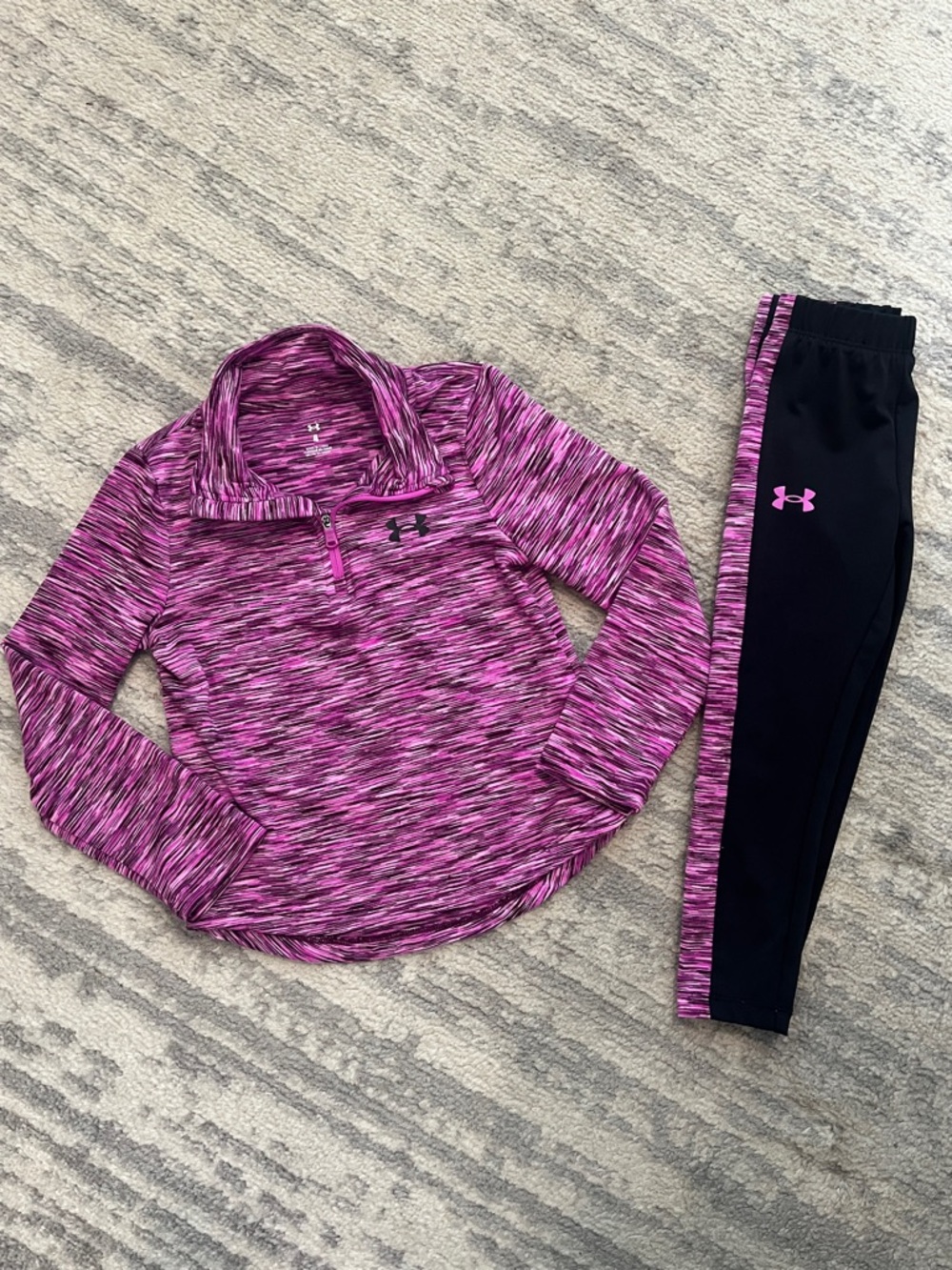 Under Armour Magenta Space-Dye Quarter-Zip Pullover & Leggings Set